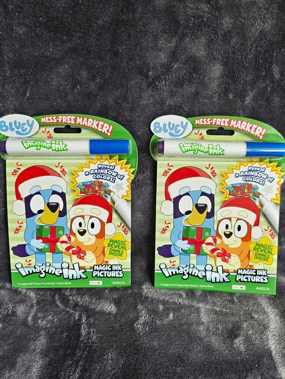 New Christmas Bluey Imagine Ink Magic Reveal Game Book w Mess-Free Marker set